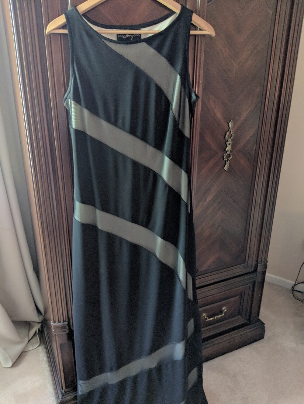 JS Collection Maxi Sleeveless Dress with Mesh Diagonal Details